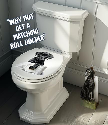 Looprints Welpen-Roll-Toilettensitz, schwarzer Labrador-Welpe, Bauernhaus-Dekoration, Geschenkidee