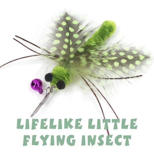 SONGWAY Cat Wand Toy Replacement, 6 PCS Insect Cat Toy Feather Refills, Teaser Wand Attachments with Bells - Image 3