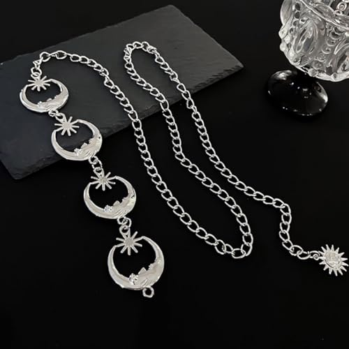 Silver chain crescent belt, adjustable waist accessory, suitable for jeans and dresses2