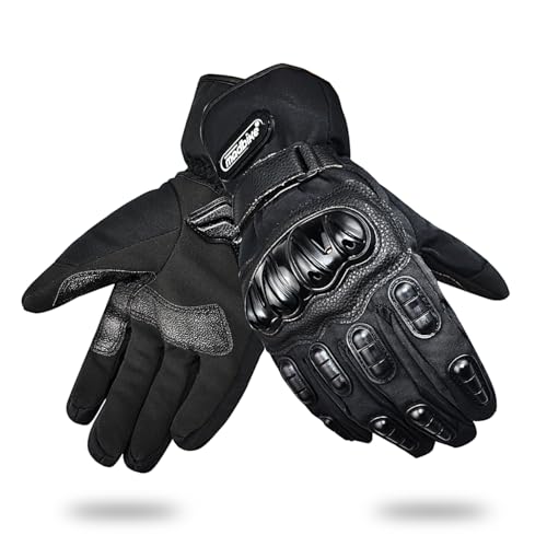 madbike Guanti moto Touchscreen impermeabili Guanti moto invernali da uomo (nero, L)