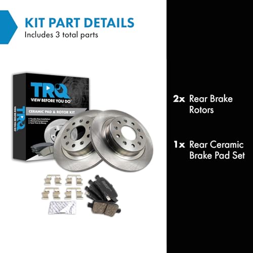 Image of TRQ Rear Brake Pad and Rotor Set Ceramic Compatible with 2018 Buick Regal Sportback Regal TourX Chevrolet Equinox GMC Terrain