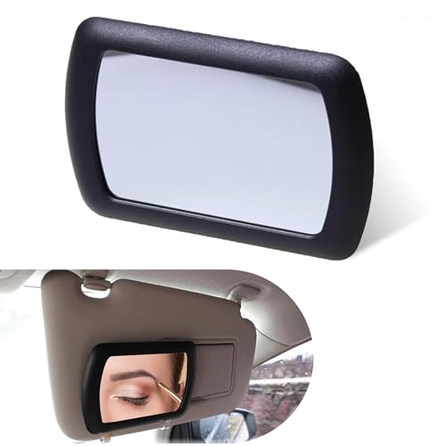 Eratus 1 PCS Car Waterproof Sun Visor Makeup Mirror, Clip-on Design Portable ABS Shell HD Glass Vehicle Sun Visor Mirror, Automotive Mirror Replacement, for Most Cars (Black)