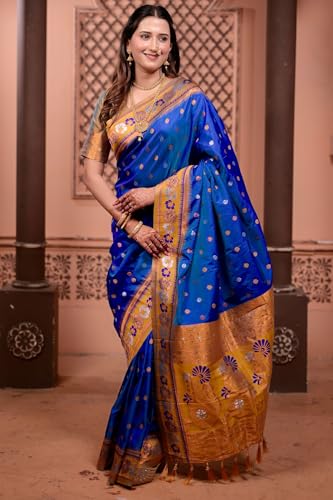 Image of SGF11 Women's Kanjivaram Pure Soft Silk Saree With Unstitched Blouse Piece