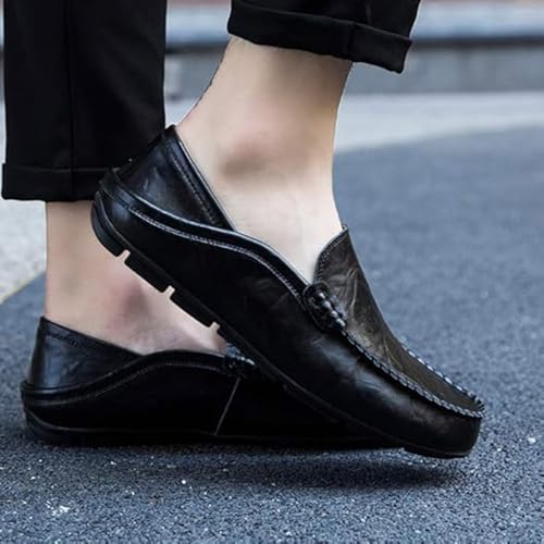 Men's Genuine Leather Slip-On Loafers - Breathable Driving Shoes & Casual Slides4