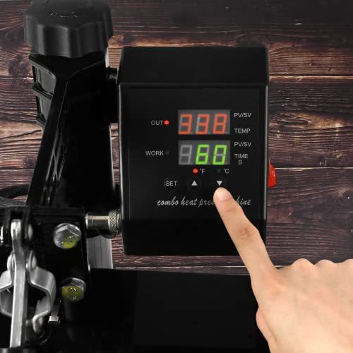 Pro 5 In 1 Tusy Heat Press 15X15, Swing Away Heat Press With Digital Control, Industrial Heat Press Machine For T-Shirts, Hats, Bags, Mugs, Plates #TOP2