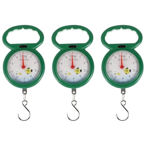 WRITWAA Báscula de Resorte Portátil de Plástico Verde de 3 Piezas, Fácil de Usar y Ecológica, Adecuado para Cocina y Tienda, Báscula Colgante de Mano para Equipaje y Color Aleatorio