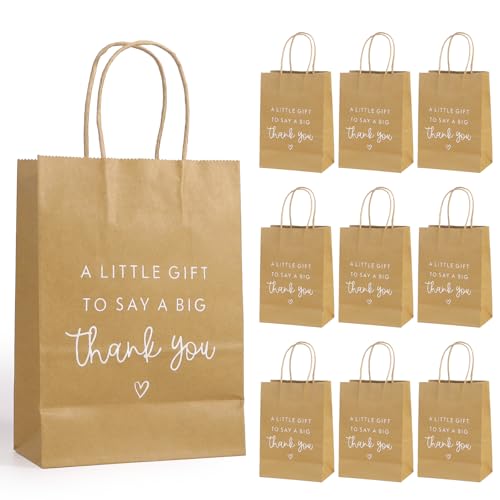 10 Pack Small Thank You Gift Bags Kraft Paper Party Favours for Wedding