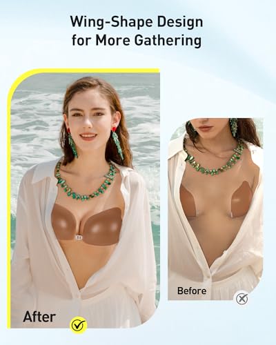 Image of Niidor Adhesive Bra Strapless Ultra Sticky Invisible Push up Silicone Bra Multiple Colors Sizes Reusable for Backless Dress