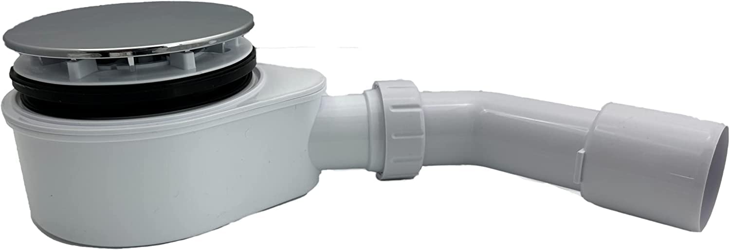 ECOLAM Garniture d'écoulement Siphon Bonde pour Receveur de Douche chromé Extra Plat 58 mm Siphon Ø 90 mm écoulement Jano 7302S