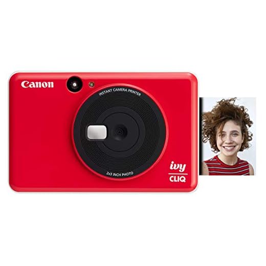 Canon IVY CLIQ Instant Camera Printer, Mini Photo Printer with 2"X3" Sticky-Back Photo Paper(10 Sheets), Lady Bug Red