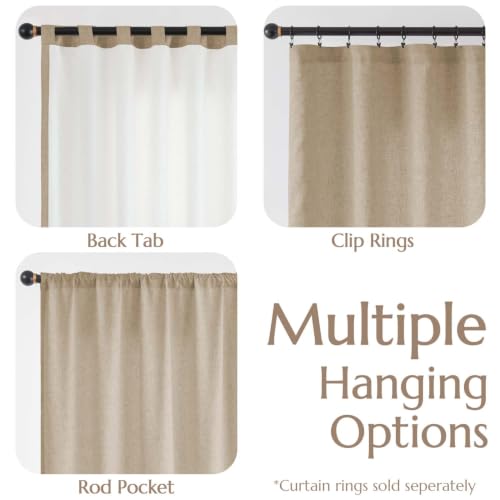 Image of jinchan Lined Linen Curtains Extra Wide Back Tab 100x84 Inch 1 Panel Taupe