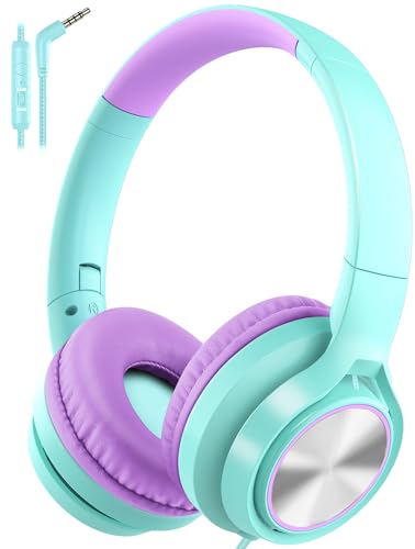 Image of Voopwink Kids Headphones with Microphone, Wired Over Ear Headsets with Limited Volume 85dB / 94dB for Boys Girls Teens Children Online School /Travel /iPad /Tablet /Cellphone
