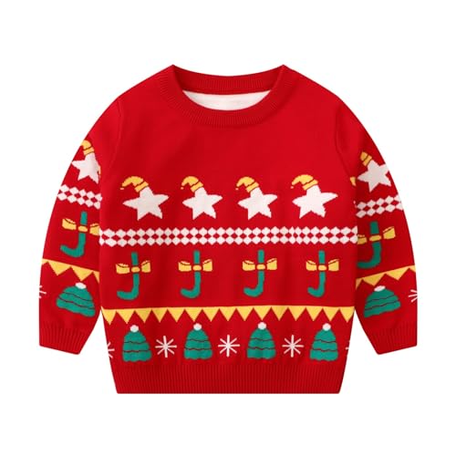Toddler Baby Boys Girls Christmas Knit Sweater Winter Long Sleeve Oversize Tops Warm Cute Pullover Sweatshirt