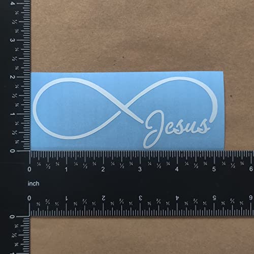 Jesus Decals 4 Pack: Jesus Heart, Jesus Cross, Jesus Infinity, Cross Heart (Small ~3.5", White) #TOP5