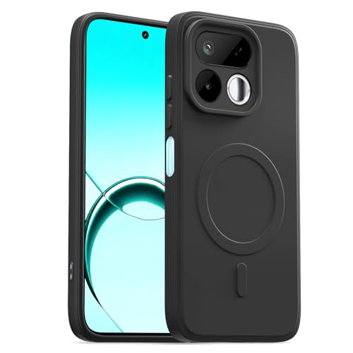 Image of Pikkme Back Cover for Realme 16T 5G Soft Matte Silicone Mag-Safe Design (Mag-Safe Not Support) Camera Protection | Slim Fit Bumper Cover (Black)