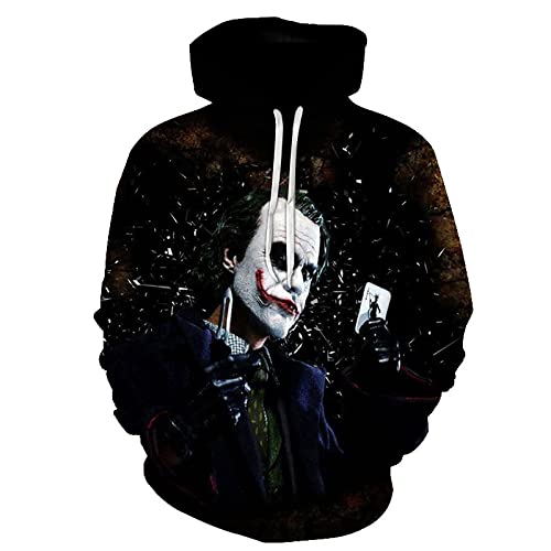 Wyhaoyun Joker Digital 3D Printing Hooded Pocket Pullover Sudadera con Capucha Sudadera con Capucha...