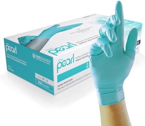 Unigloves Sapphire Pearl Nitrile Examination Gloves - Multipurpose, Powder Free and Latex Free Disposable Gloves - Box of 100 Gloves, Sapphire, Extra Large (GP0085)