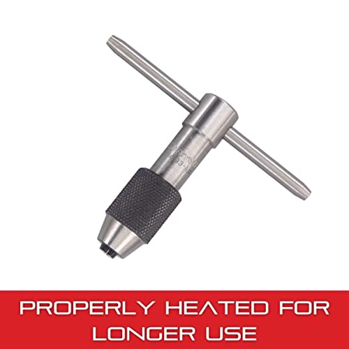 Image of Starrett T-Handle Tap Wrench - Ideal for Holding Taps, Drills, Reamers and Small Tools - 1 /16-3 /16 inch Capacity Tap Size, 2 inch Body Length, 1 /16-5 /32 inch Square Shank - 93A