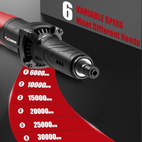 Image of AOBEN Power Die Grinder Tool with 6 Speed Control Max 30000RPM, Electric Straight Grinder Tool with 1 /4 inch Collet, Heavy-Duty for Metal Grinding, Polishing, Welding Repair