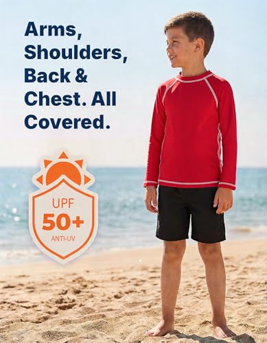 Image of City Threads Rash Guard for Boys SPF 50+ Made in USA, Long Sleeve Swim Shirt with Sun Protection, Toddler, and Youth Sizes