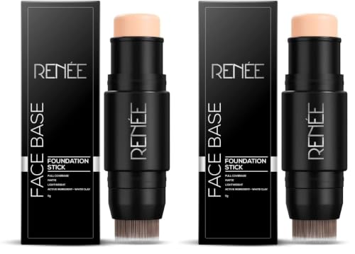 Image of RENEE Face Base Foundation Stick with Applicator - Cappuccino, 8gm (Pack of 2)