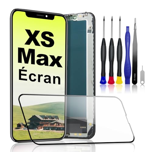 PartageFix Écran pour iPhone XS Max – Kit Complet de Remplacement LCD 6,5" Retina FHD + Verre Tactile –Compatible Modèles A1921/A2101/A2102/A2104 Joint Étanchéité + Film Protection Inclus