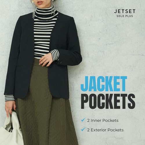 Women's Multifunctional Collarless Suit Jacket Cardigan Blazer with Inside Pockets and Wrinkle-Resistant 5