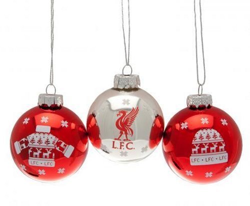 Official Liverpool FC 3 Pack Nordic Baubles Ornaments