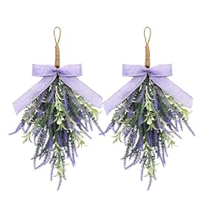 Summer Lavender Swag Decor – 2 Pack Purple Artificial Lavender Flowers Swag for Door, Spring Wall Hanging, and Mantel Decorations, Gift for Her