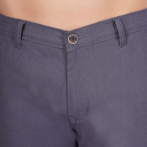 Image of Men's Regular Fit Linen Trousers | Slim Fit Lightweight Casual Pants | Stylish Dress Pants for Office or Travel | Premium Luxury Linen Trouser Pant with Breathable Comfort