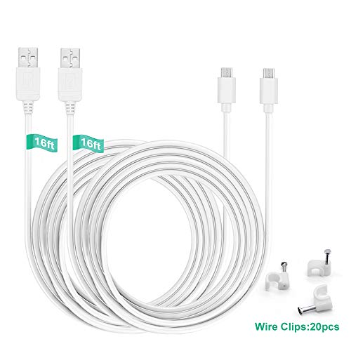 BENSN (2 Pack) Extension Cable 16Ft, 5V Camera Micro USB Power Cord