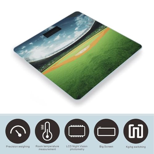 Báscula digital de baño vidrio templado diseño campo béisbol verde miniatura 3