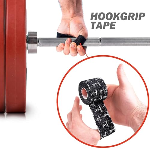 Image of WARM BODY COLD MIND Premium Weightlifting Thumb Tape - Hook Grip Tape for Powerlifting, Cross Training, Gym Tape, Workout, Weight Lifting Tape, Athletic Finger Wrap (Black, 60 Rolls)