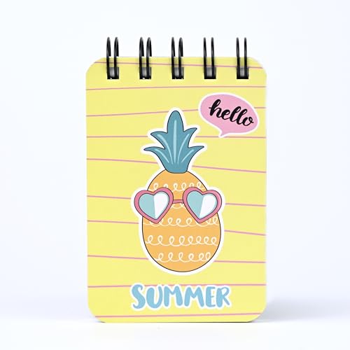 Image of Spiral Pocket Notebook (7.5 x 11 cm) | Cute Mini Notepad | Small Handy Notebook for School, Office & Personal Notes (Summer)