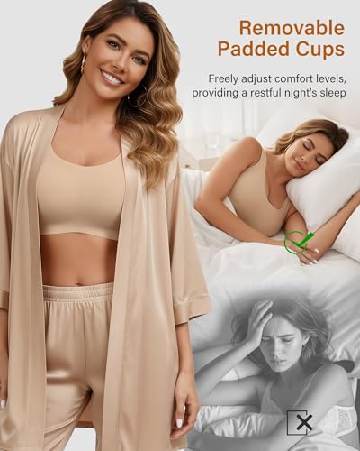 Image of Wireless Bras for Women No Underwire Seamless Full Coverage T-Shirt Bra