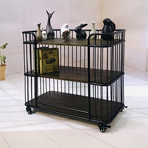 MEVZHH Mesa de Téqueña Mesa de Té Móvil de Madera Mesa de Téqueña Carrito de Té de Tres Capas