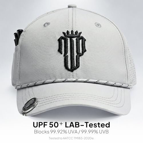 Image of NJF Golf Hat Men - Breathable Mens Golf Hats, Adjustable Rope Hook and Loop Style Cap, Convenient Cap with Tee Holder
