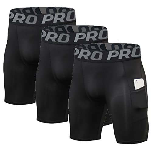 Lanbaosi Compression Shorts For Men With Phone Pockets Pack Biker Running Soccer Athletic Quick Dry Tights Baselayer Underwear #TOP10