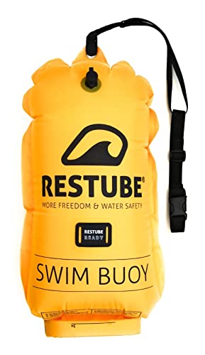 Restube Boya Natación Aguas Abiertas, Sin PVC, Bolsa Estanca + Boya Hinchable Que Te Hace Más Visible, Bolsa Impermeable para Triatlón, Paddle Surf, Kayak y Otros Deportes Acuáticos