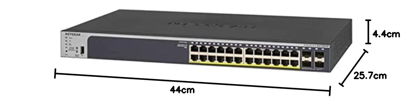 Netgear (GS728TPP Smart Switch Ethernet Web manageable PoE Professionnel 28 Ports RJ45 Gigabit - Switch RJ45 avec 24 Ports PoE+ 380 W, 4 Ports SFP 1 Gigabit, Bureau/en Rack, Protection à Vie ProSAFE