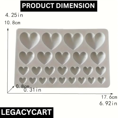 Image of 25 Cavity 3D Large Medium and Small Heart Silicone Moulds Handmade Chocolate Candle Soap Bath Soaps Earring Keychain Home Decor DIY Resin Crafting Projects (Pack of 1)