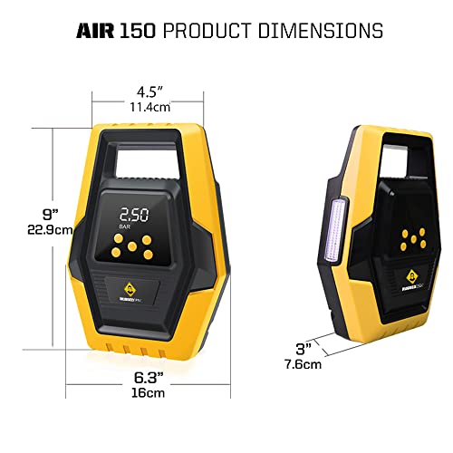 Rugged Geek Portable 12V Air Compressor For Car Tires, 12V Tire Inflator, 150Psi, Led Light, Digital Pressure Gauge, Auto Shut-Off For Safety, Auto Tire Pump For Cars, Suvs, Bikes And Inflatables #TOP6