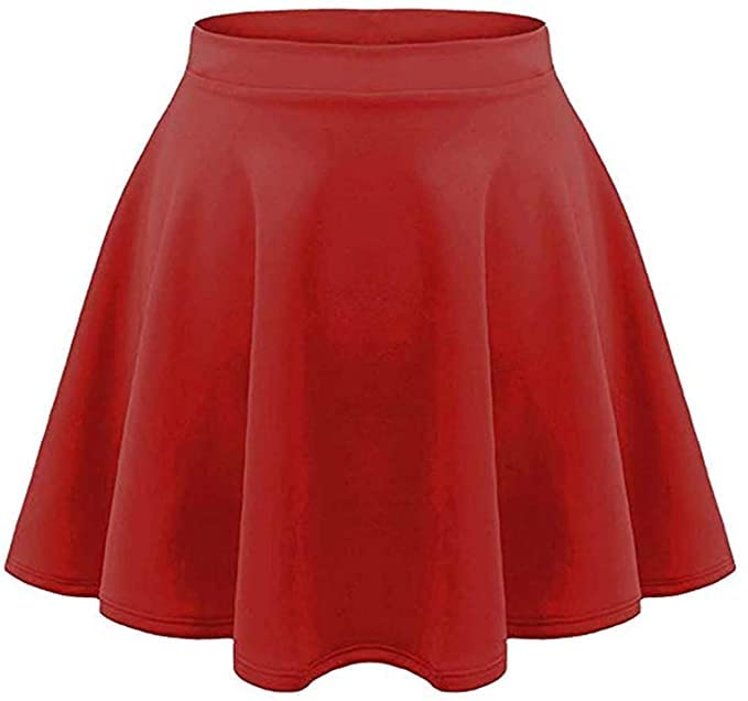KIKFITGirls Versatile High Waist Skirt Plain Pleated Mini Skirt Skater Stretchy A-Line Casual Flared Skirts for Kids Teens Age 5-14 Years