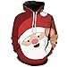 QTJY Felpa con Cappuccio da Uomo Babbo Natale, Felpa con Stampa 3D, Felpa con Cappuccio Pupazzo di Neve Moda Autunno Inverno Pullover Abbigliamento C XL