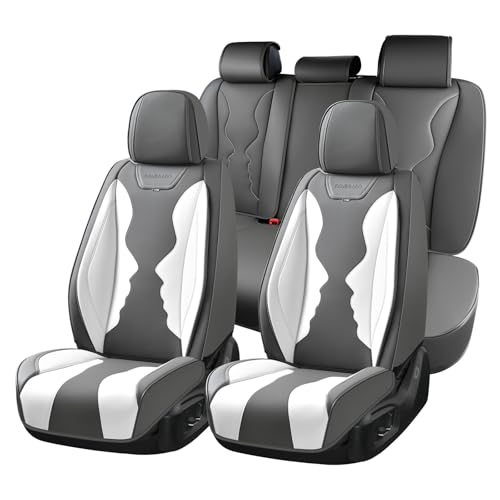 Image of Coverado Car Seat Covers Full Set, Seat Covers for Cars, Front Seat Covers and Back Seat Cover Waterproof Leather Automotive Seat Cover, Universal Car Interior Protectors Cushion for Most Cars