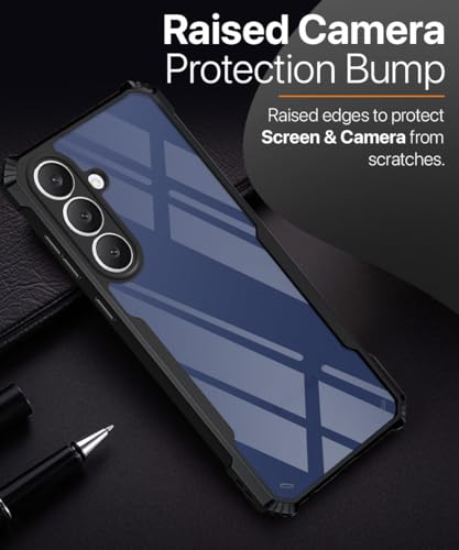 Image of WOW IMAGINE Shock Proof Clear Protective Back Case for Samsung Galaxy S25 FE 5G - AirEDGE Technology | 360 Degree Camera Protection | Transparent Hybrid Back Case Mobile Cover - Black