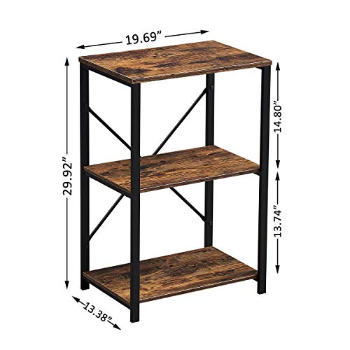 SHOCOKO Side Tables for Living Room, End Table with Storage Shelves, Industrial Metal and Wood Nightstand Telephone Table, Rustic Brown