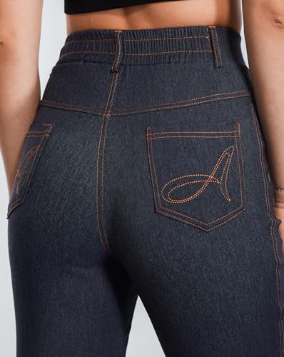 AFITNE Jeggings for Women UK, Ladies Stretchy Jean Trousers, High Waist Rise Pull On Bootcut Leg Pants Denim Leggings - 30/32 Inches - Image 5