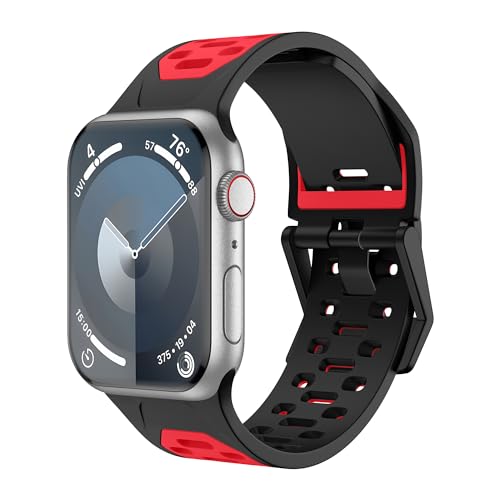 Sport Band Compatible with Apple Watch Ultra 2/Ultra Band 49mm 45mm 44mm 42mm Men, Breathable Silicone Loop Soft Wristband Two-Color Strap with Classic Clasp for iWatch Series 9 SE 8 7 6 5 4 3 2 NIKE