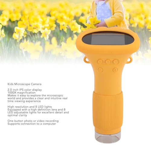 Image of 1000X Portable Digital Microscope, 2MP Camera 2.0 inch Screen 8 LED Lights, Stores 400 Photos Handheld Microscope